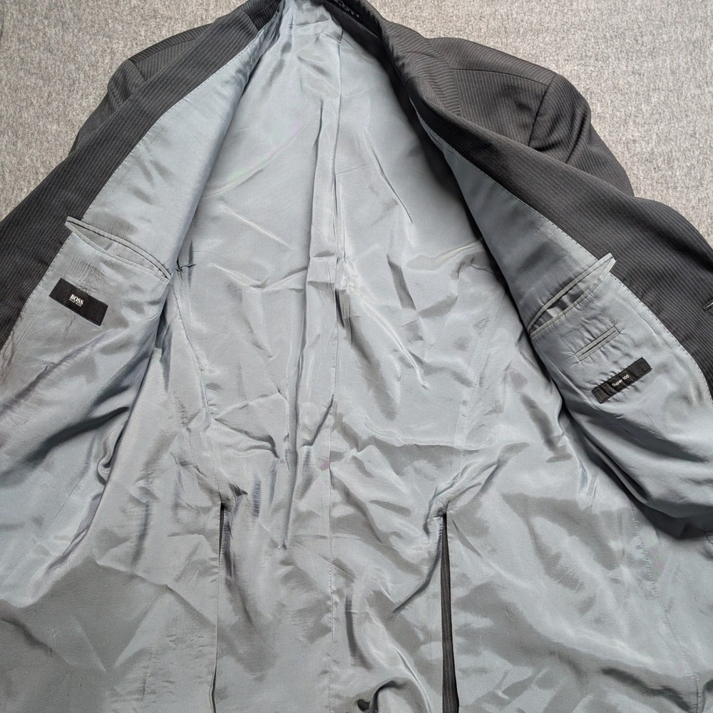 Hugo Boss Blazer Mens Charcoal Pinstripe Two Button Pasolini Movie Jacket 46R - Picture 12 of 16
